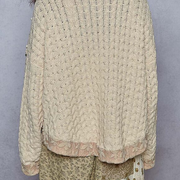 POL- Powder Cream Cozy Chenille Festive Embellished Cardigan - Picture 7 of 9